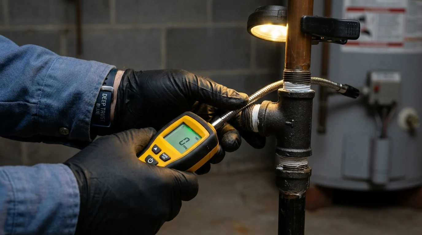 Gas leak detection with electronic sniffer by Johns Plumbing LLC in Middlesboro